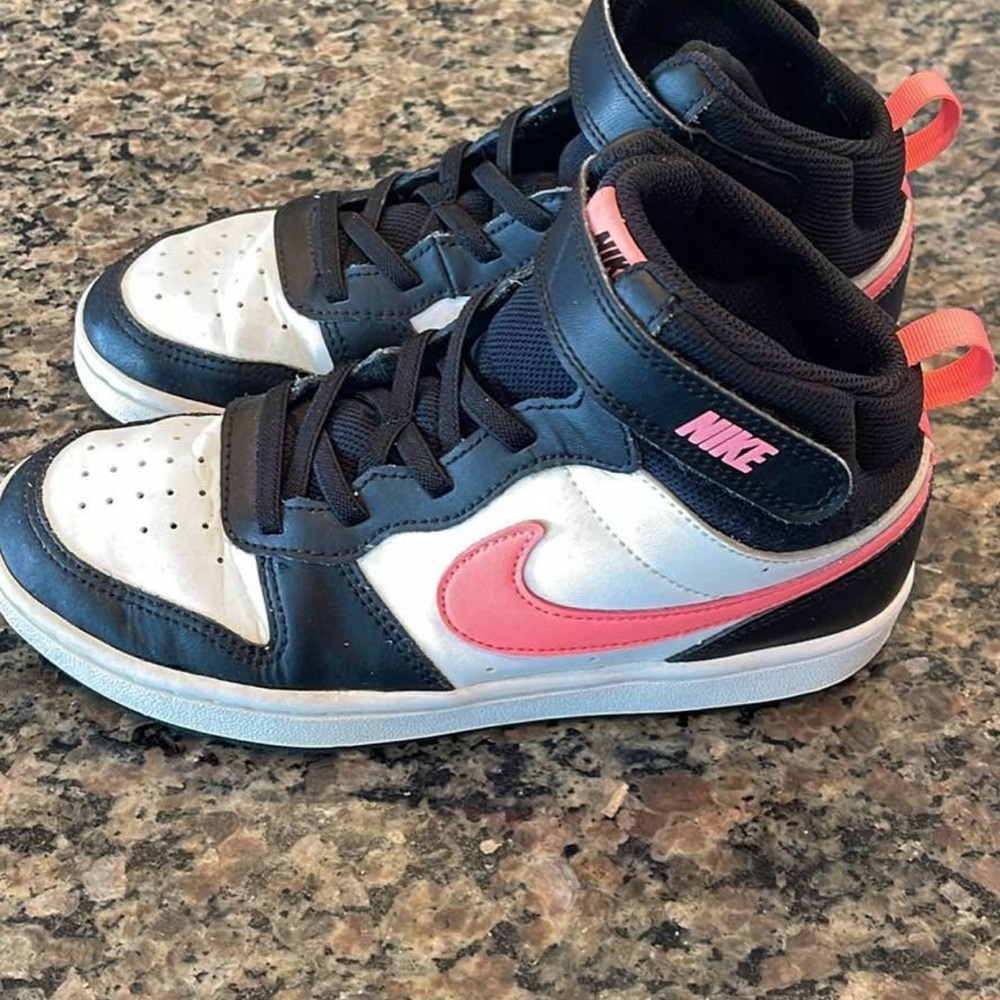 Nike Black and Pink High-Top Sneakers Retro Design